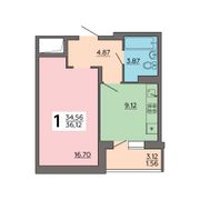 36,1 м², 1-комн. квартира, 2/18 этаж