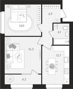 58,1 м², 2-комн. квартира, 7/10 этаж