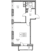 50,3 м², 1-комн. квартира, 10/23 этаж