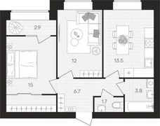 55,6 м², 2-комн. квартира, 5/10 этаж