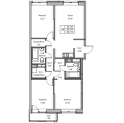 80,6 м², 3-комн. квартира, 16/23 этаж