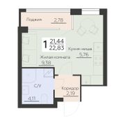 22,8 м², 1-комн. квартира, 5 этаж
