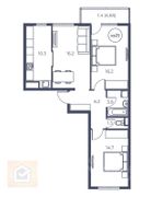 73,5 м², 3-комн. квартира, 2/3 этаж