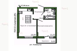 36 м², 1-комн. квартира, 3/5 этаж