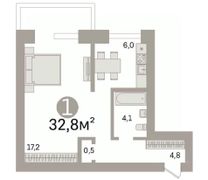 32,8 м², 1-комн. квартира, 5/5 этаж