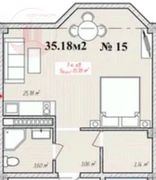 35,2 м², 1-комн. квартира, 2/3 этаж