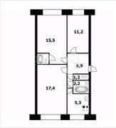 17,4 м², 1 комната, 1/5 этаж