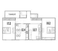 77,2 м², 3-комн. квартира, 2/5 этаж