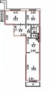 58 м², 3-комн. квартира, 2/10 этаж