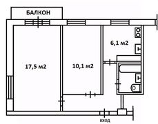 43 м², 2-комн. квартира, 5/5 этаж