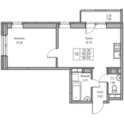 45,2 м², 1-комн. квартира, 21/23 этаж