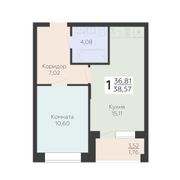 38,6 м², 1-комн. квартира, 3/24 этаж