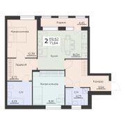 71,8 м², 2-комн. квартира, 7 этаж