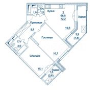 72,2 м², 2-комн. квартира, 6/24 этаж