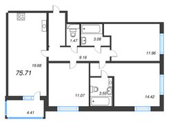 78,8 м², 3-комн. квартира, 4/12 этаж