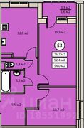 54 м², 2-комн. квартира, 5/6 этаж