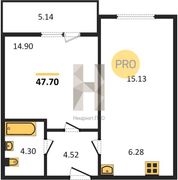 47,7 м², 1-комн. квартира, 7/10 этаж