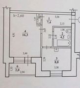 39,3 м², 1-комн. квартира, 3/3 этаж