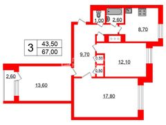 67 м², 3-комн. квартира, 5/10 этаж