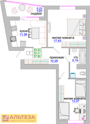 60,6 м², 2-комн. квартира, 3/9 этаж