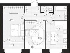 55,3 м², 2-комн. квартира, 4/10 этаж