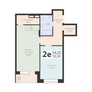 55,9 м², 2-комн. квартира, 2/24 этаж