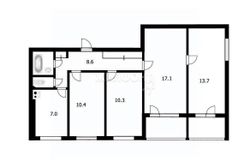 71,1 м², 4-комн. квартира, 1/9 этаж