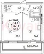 34,1 м², 1-комн. квартира, 3/5 этаж