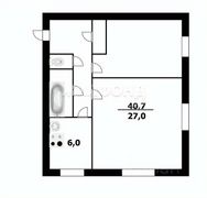 40,7 м², 2-комн. квартира, 1/2 этаж