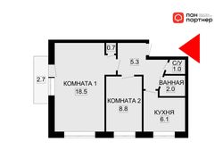 42 м², 2-комн. квартира, 4/5 этаж