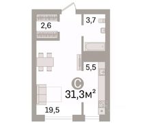 31,3 м², 1-комн. квартира, 3/3 этаж