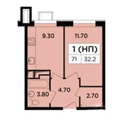 32,8 м², 1-комн. квартира, 3/18 этаж