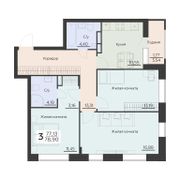 78,9 м², 3-комн. квартира, 5 этаж