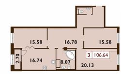 106,2 м², 3-комн. квартира, 9/9 этаж