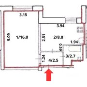 30 м², 1-комн. квартира, 1/9 этаж