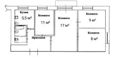 59 м², 4-комн. квартира, 3/5 этаж