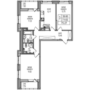 71,6 м², 3-комн. квартира, 11/27 этаж