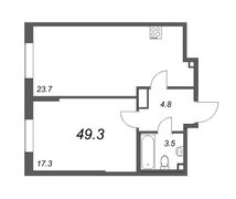 49,3 м², 1-комн. квартира, 3/23 этаж