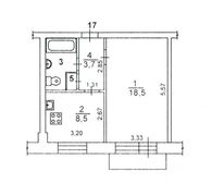 35,6 м², 1-комн. квартира, 2/4 этаж