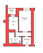 44 м², 1-комн. квартира, 1/10 этаж