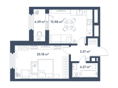 48 м², 1-комн. квартира, 5/11 этаж