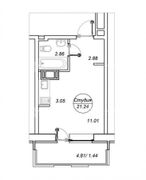 21,2 м², 1-комн. квартира, 6/17 этаж