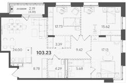 103,2 м², 3-комн. квартира, 4/6 этаж