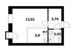 23,8 м², 1-комн. квартира, 4/4 этаж