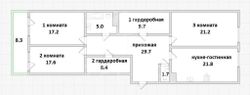 140,6 м², 3-комн. квартира, 4/9 этаж