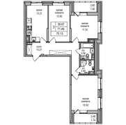 71,5 м², 3-комн. квартира, 4/27 этаж