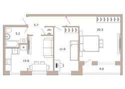 57,7 м², 3-комн. квартира, 2/5 этаж