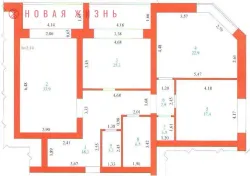 132 м², 3-комн. квартира, 7/17 этаж