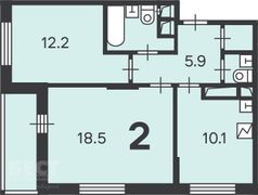 53 м², 2-комн. квартира, 11/16 этаж