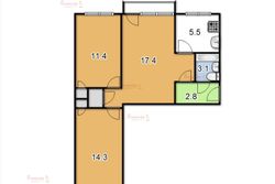 56 м², 3-комн. квартира, 3/3 этаж